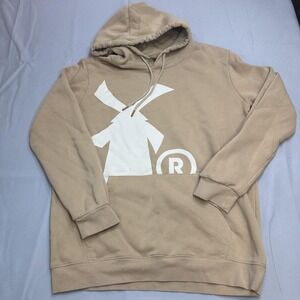Dutch Bros Hoodie Mens Large Brown Windmill Graphic Pullover Fleece Sweatshirt